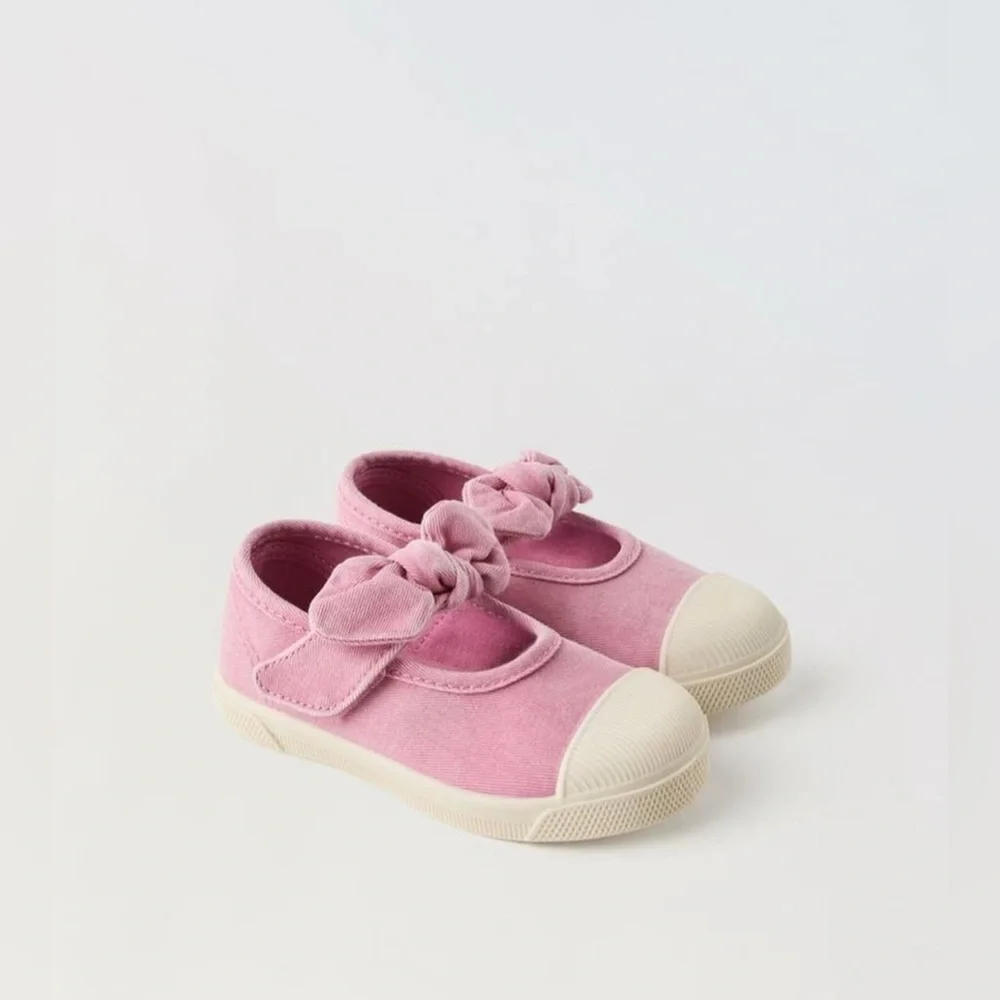 Zara| Kids Open Sneakers with Bow Pink- Size 12 or EU 29
